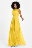 Illusion scoop neckline Chiffon bridesmaid dresses women's formal evening dress gowns
