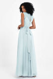 Illusion scoop neckline Chiffon bridesmaid dresses women's formal evening dress gowns