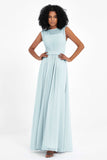 Illusion scoop neckline Chiffon bridesmaid dresses women's formal evening dress gowns