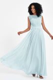 Illusion scoop neckline Chiffon bridesmaid dresses women's formal evening dress gowns