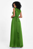Illusion scoop neckline Chiffon bridesmaid dresses women's formal evening dress gowns