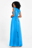 Illusion scoop neckline Chiffon bridesmaid dresses women's formal evening dress gowns