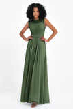 Illusion scoop neckline Chiffon bridesmaid dresses women's formal evening dress gowns