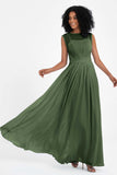 Illusion scoop neckline Chiffon bridesmaid dresses women's formal evening dress gowns