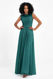 Illusion scoop neckline Chiffon bridesmaid dresses women's formal evening dress gowns