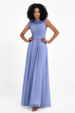 Illusion scoop neckline Chiffon bridesmaid dresses women's formal evening dress gowns