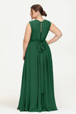 Illusion scoop neckline Chiffon bridesmaid dresses women's formal evening dress gowns
