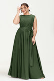 Illusion scoop neckline Chiffon bridesmaid dresses women's formal evening dress gowns