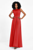 Illusion scoop neckline Chiffon bridesmaid dresses women's formal evening dress gowns