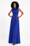 Illusion scoop neckline Chiffon bridesmaid dresses women's formal evening dress gowns