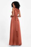 Illusion scoop neckline Chiffon bridesmaid dresses women's formal evening dress gowns