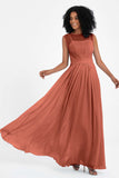 Illusion scoop neckline Chiffon bridesmaid dresses women's formal evening dress gowns
