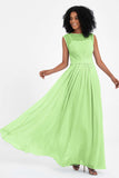 Illusion scoop neckline Chiffon bridesmaid dresses women's formal evening dress gowns