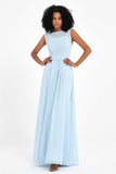 Illusion scoop neckline Chiffon bridesmaid dresses women's formal evening dress gowns