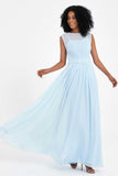 Illusion scoop neckline Chiffon bridesmaid dresses women's formal evening dress gowns