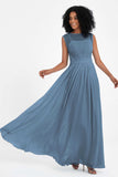 Illusion scoop neckline Chiffon bridesmaid dresses women's formal evening dress gowns