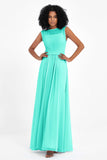 Illusion scoop neckline Chiffon bridesmaid dresses women's formal evening dress gowns