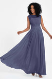 Illusion scoop neckline Chiffon bridesmaid dresses women's formal evening dress gowns