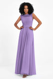 Illusion scoop neckline Chiffon bridesmaid dresses women's formal evening dress gowns