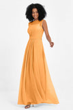 Illusion scoop neckline Chiffon bridesmaid dresses women's formal evening dress gowns