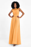 Illusion scoop neckline Chiffon bridesmaid dresses women's formal evening dress gowns