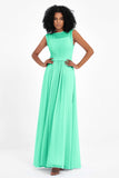 Illusion scoop neckline Chiffon bridesmaid dresses women's formal evening dress gowns