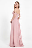 Off the Shoulder Chiffon Empire Bridesmaid Dress Pleated Ruched Long Formal Evening Gowns
