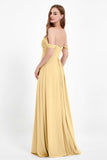 Off the Shoulder Chiffon Empire Bridesmaid Dress Pleated Ruched Long Formal Evening Gowns