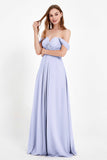 Off the Shoulder Chiffon Empire Bridesmaid Dress Pleated Ruched Long Formal Evening Gowns