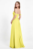 Off the Shoulder Chiffon Empire Bridesmaid Dress Pleated Ruched Long Formal Evening Gowns