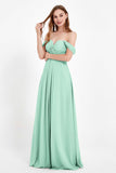 Off the Shoulder Chiffon Empire Bridesmaid Dress Pleated Ruched Long Formal Evening Gowns