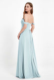 Off the Shoulder Chiffon Empire Bridesmaid Dress Pleated Ruched Long Formal Evening Gowns