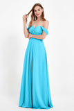 Off the Shoulder Chiffon Empire Bridesmaid Dress Pleated Ruched Long Formal Evening Gowns