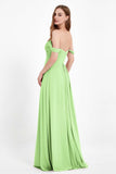 Off the Shoulder Chiffon Empire Bridesmaid Dress Pleated Ruched Long Formal Evening Gowns