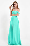 Off the Shoulder Chiffon Empire Bridesmaid Dress Pleated Ruched Long Formal Evening Gowns