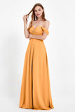 Off the Shoulder Chiffon Empire Bridesmaid Dress Pleated Ruched Long Formal Evening Gowns