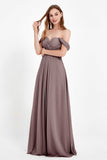 Off the Shoulder Chiffon Empire Bridesmaid Dress Pleated Ruched Long Formal Evening Gowns