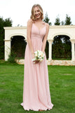 Spaghetti Straps Chiffon Bridesmaid Dress Pleated V Neck Formal Evening Dresses Gowns