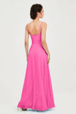 Spaghetti Straps Chiffon Bridesmaid Dress Sweetheart A line Formal Evening Dresses Gowns