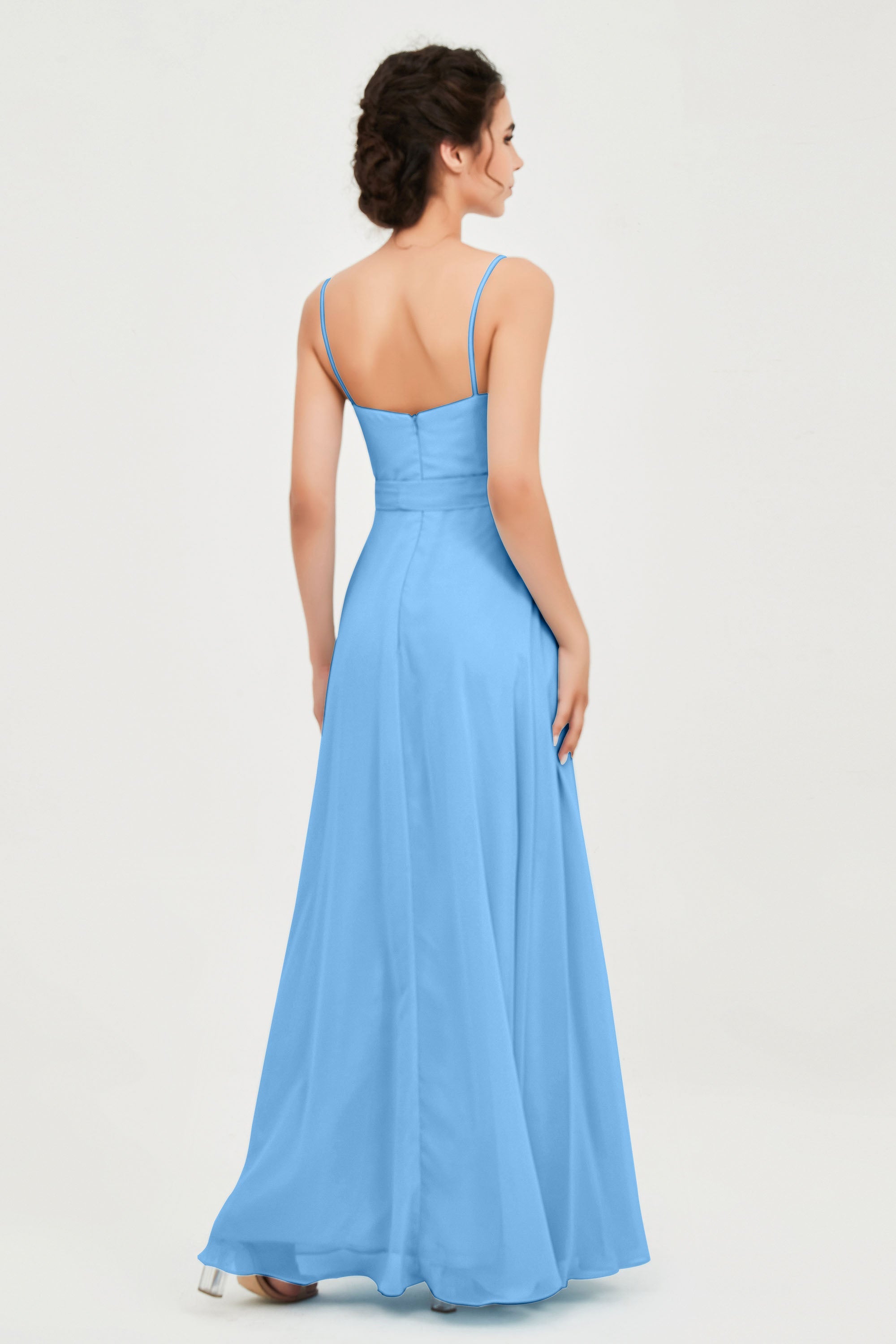 Spaghetti Straps Chiffon Bridesmaid Dress Sweetheart A line Formal Evening Dresses Gowns