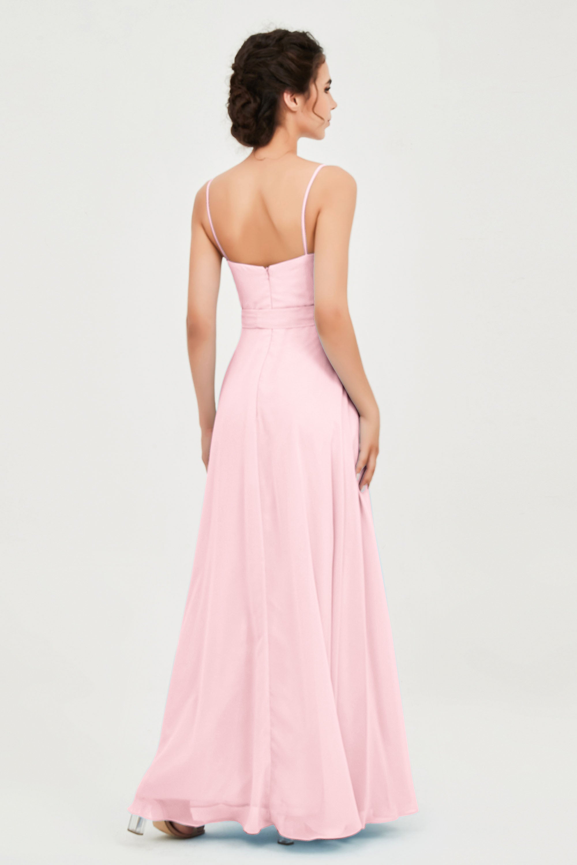Spaghetti Straps Chiffon Bridesmaid Dress Sweetheart A line Formal Evening Dresses Gowns