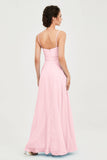 Spaghetti Straps Chiffon Bridesmaid Dress Sweetheart A line Formal Evening Dresses Gowns