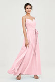 Spaghetti Straps Chiffon Bridesmaid Dress Sweetheart A line Formal Evening Dresses Gowns