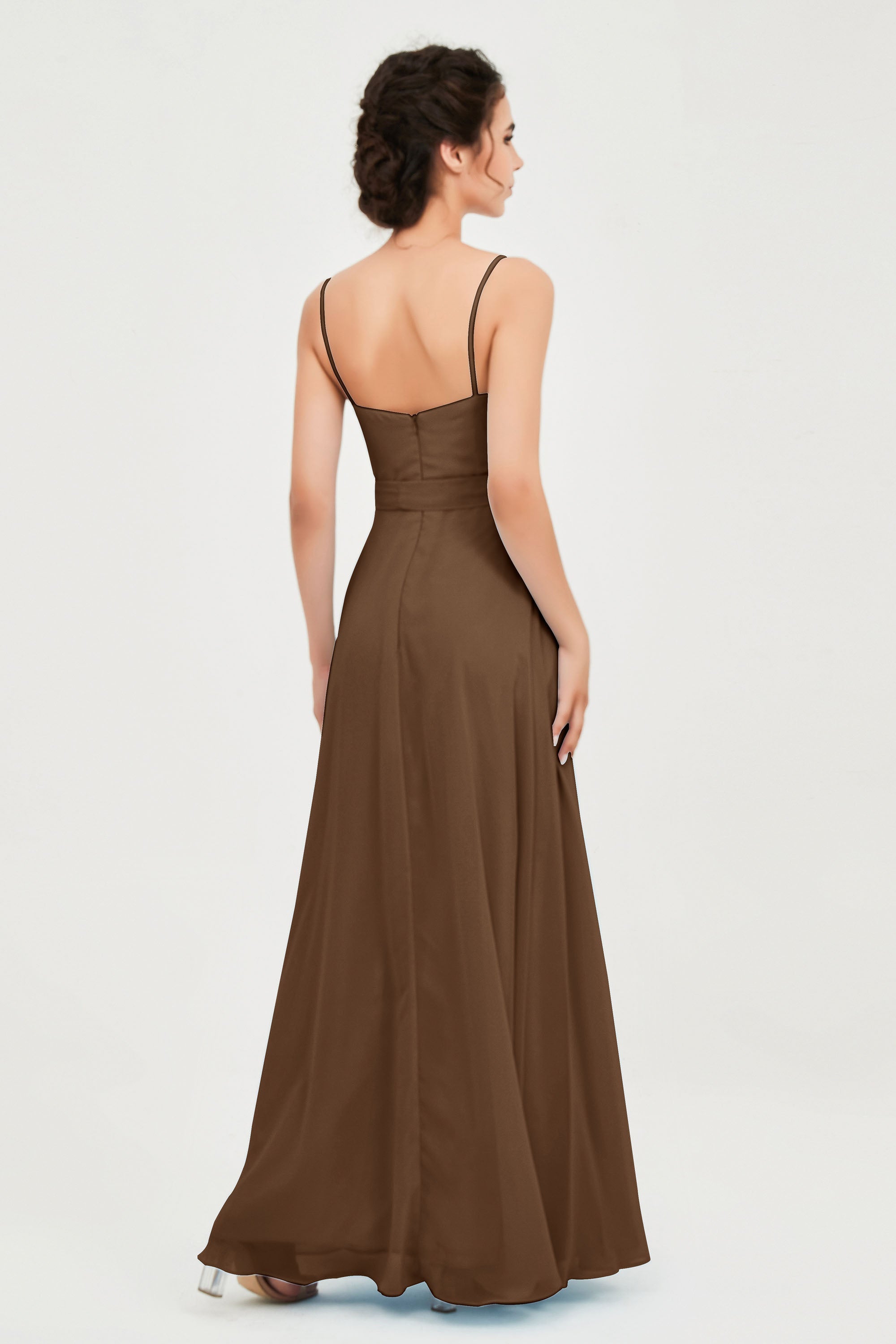 Spaghetti Straps Chiffon Bridesmaid Dress Sweetheart A line Formal Evening Dresses Gowns