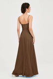 Spaghetti Straps Chiffon Bridesmaid Dress Sweetheart A line Formal Evening Dresses Gowns