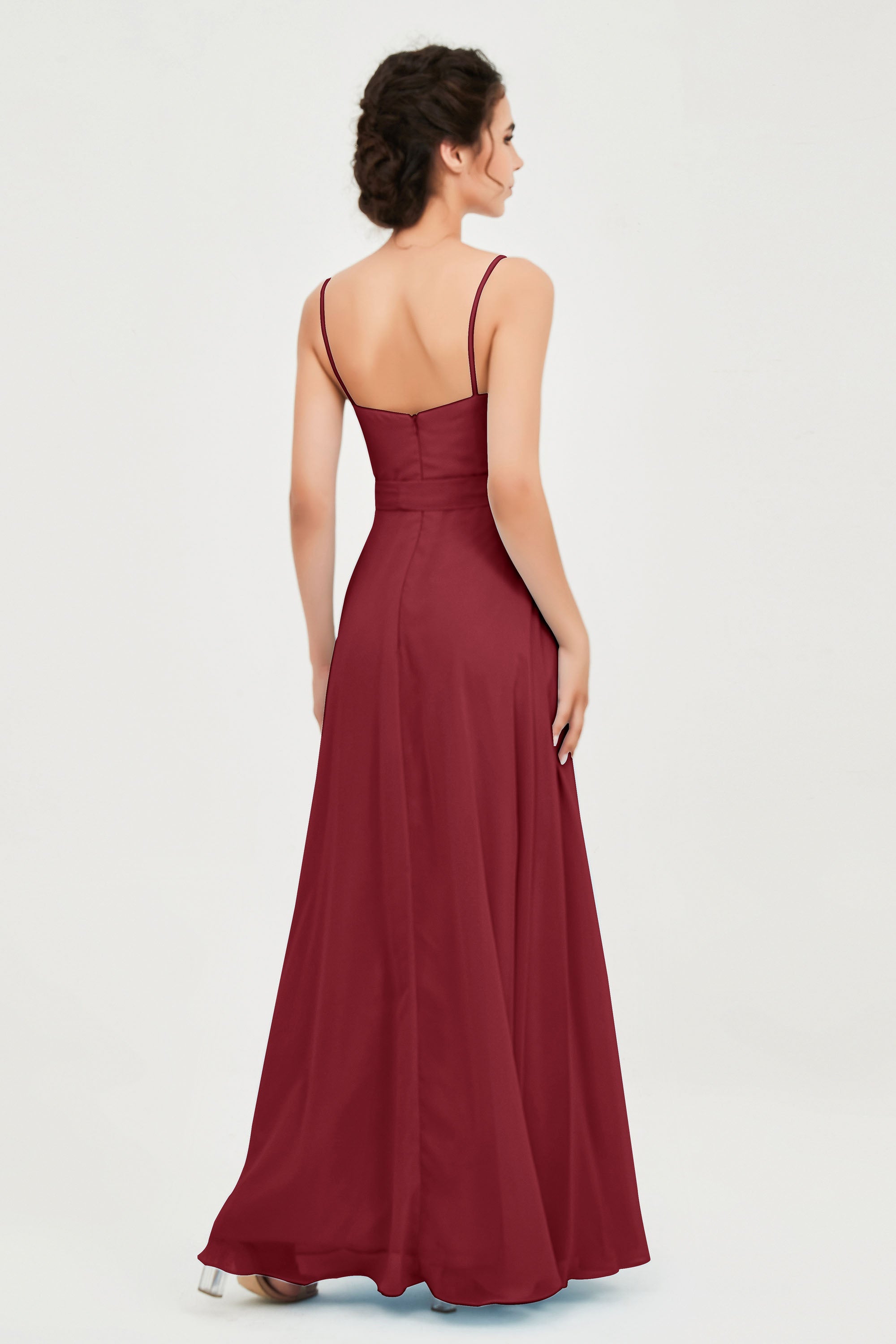 Spaghetti Straps Chiffon Bridesmaid Dress Sweetheart A line Formal Evening Dresses Gowns
