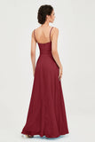Spaghetti Straps Chiffon Bridesmaid Dress Sweetheart A line Formal Evening Dresses Gowns