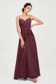 Spaghetti Straps Chiffon Bridesmaid Dress Sweetheart A line Formal Evening Dresses Gowns