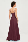 Spaghetti Straps Chiffon Bridesmaid Dress Sweetheart A line Formal Evening Dresses Gowns