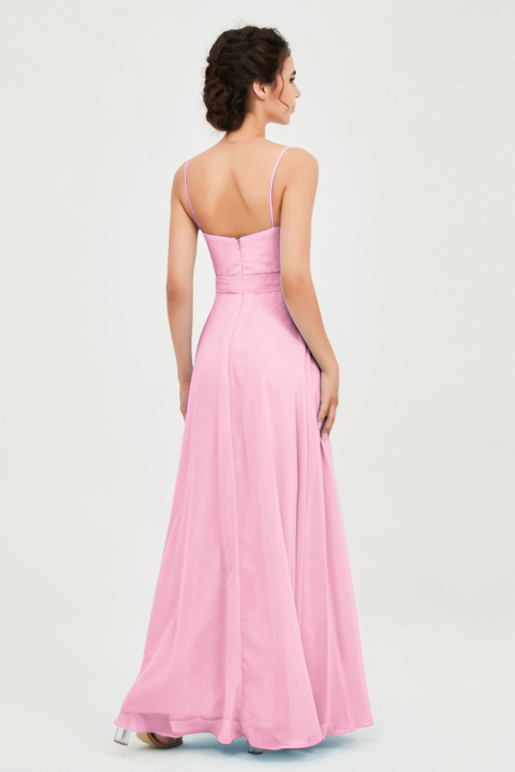Spaghetti Straps Chiffon Bridesmaid Dress Sweetheart A line Formal Evening Dresses Gowns
